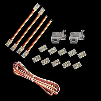 3 Pin 8mm LED Connectors for CCT COB LED Strip Lights kit Included Transparent Gapless Connectors,L Type Connectors,Dual Ends Extension Connectors,5M Extension Cable (3pin 8mm COB KIT)