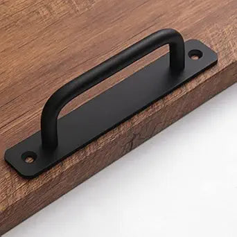 12 Pack 5 Inch 128 mm Matte Black Cabinet Pulls with Base Plate Cupboard Aluminum Handles Drawer Pull Cabinet Handles