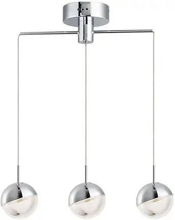 ET2 Lighting Spot 3-Light Pendant | Polished Chrome Finish | Steel & Clear Acrylic Glass | Modern Hanging Pendant Light for Kitchen Islands | Adjustable Cord Suspension | E20323-83PC