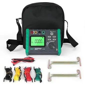 DUOYI Earth Resistance Tester 0.03-2000 ohm Meter,Upgraded Digital Earth Ground Resistance Tester 2/3 Wire Measurement AC/DC Voltage Meter with Batteries,Tool Bag
