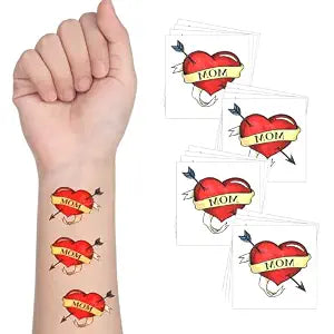 Blulu 30 Pcs 2" Mom Heart Temporary Tattoos Decor Bulk Removable Safe
