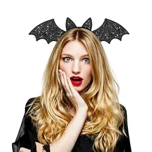 Bat Ears Headband, Black Bat Hairband with Glitter Wings, Halloween Headbands for Women, Halloween Hair Accessories, Bat Ears Headband for Costume Parties and Photos