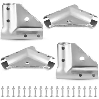 4 Pieces 1 5/8" x 1 5/8" Chain Link Fence Gate Corner Pressed Steel Elbow Hardware Used to Protect Door Corners and Gate Construction Includes Nuts, Bolts and Spares