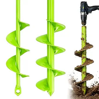 Auger Drill Bit for Planting - 1.6" X 16.5" + 3.5" x 16" Heavy-Duty Garden Auger Spiral Drill Bit - Bulb Planter Tool & Auger Post Hole Digger - 3/8" Hex Drive Drill