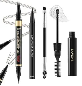 Eyebrow Makeup Kit,Waterproof Brow Pen,Brow Gel,Eyeliner-Dark Brown
