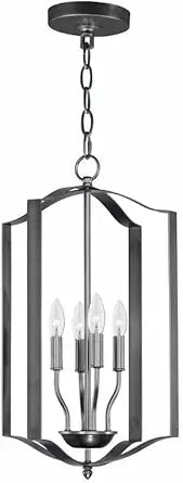Maxim Lighting Provident 15" 4-Light Chandelier | Black Finish | Steel Construction | Contemporary Dining Room Chandelier | 10036BK