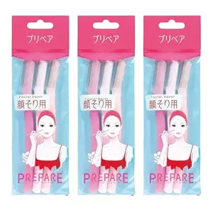 PREPARE Facial Razor, Facial Hair Remover, Made in Japan, 9 Count (3 Packs of 3)