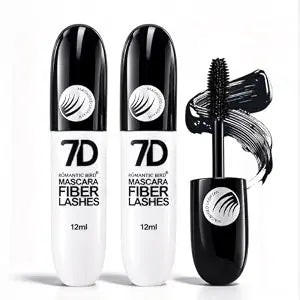 2Pcs 7D Silk Fiber Black Lengthening Mascara, 24Hour Smudge Proof Waterproo, Long-Lasting Volume, Thickening Formula, Fuller Lashes, Adult Beauty Makeup, for Adult Beauty Makeup