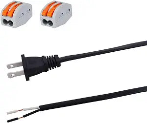 Replacement Power Cord 2 Prong 12FT 18 AWG Power Cord Pigtail 18 Gauge Electrical Cord Open End 18AWG Open Wiring Cord 2 Wire Stripped Wire Plug Power Cable Polarized NISPT-2 Repair 120V AC Cords