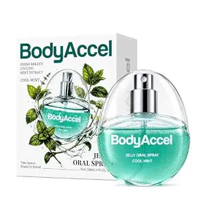 BodyAccel Jelly Oral Spray for Fresh Breath, Alcohol-Free Breath Spray with Probiotics, Refreshing Cool Mint Mouth Spray for Everyday Oral Care, Pocket Size Breath Freshener, Travel-Friendly, 28 mL