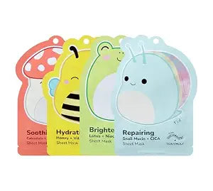 TONYMOLY x Squishmallows Korean Sheet Face Mask Variety 4 Pack, Kids & Teen