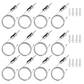12 Sets Hexagon Garage Lights Suspension Cables Kit Steel Hanging Chains 3.28ft, Hex Honeycomb Light Connectors Pendant Light Wire Rope Cable Heavy Duty Chandelier Wire Adjustable (1m 12pcs)