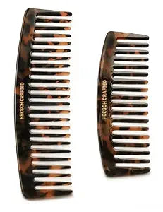 Heesch Wide Tooth Curl Comb Set of 2, Detangling Comb 5 Inch Small Travel Comb & 7 Inch Large Comb for Women, Wide Tooth Comb for Wet, Thick, Wavy, Curly Hair, Tortoise Shell Cellulose Acetate