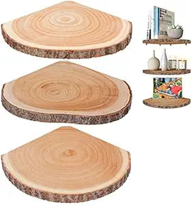 ShineZoom Corner Floating Shelves3Pcs Wood Corner Shelf Rustic Corner Shelves Wall Corner Shelf for Decor/Storage/Kitchen/Bedroom/Office/Living Room