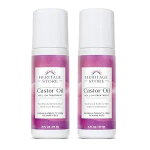 HERITAGE STORE Castor Oil Roll On, 3oz 2 Pack