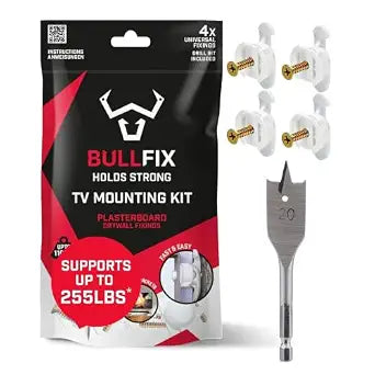 Bullfix TV Mount Anchors for Drywall - 4 Pack, Holds 255lbs