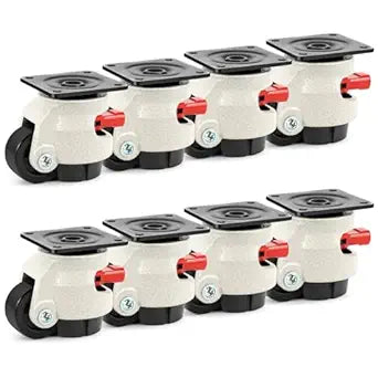W B D WEIBIDA Leveling Casters Heavy Duty with Upgraded Ratchet Handle Design, 360 Degree Swivel Castor Wheels, Adjustable Casters with Feet for Workbench, Machine, Total Capacity 2200 Lbs (8 Pack)