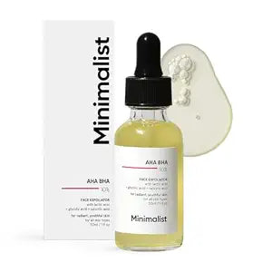 Minimalist AHA BHA 10% Daily Exfoliator for Beginners | Mildly Exfoliates without Drying for Radiant, Youthful Skin | For Uneven Skin Tone | For Women & Men | 1 Fl Oz / 30 ml