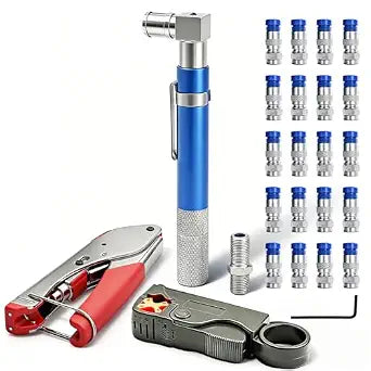 Coaxial Pocket Toner Pocket Continuity Tester,with Coaxial Cable Crimper Kit,and Toner with Light&Buzzer Voltage Toner and Barrel Connector Bundle for Testing Coax Cable, RG6, RG59, CATV Wire Tracer