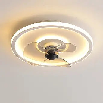 Modern Ultra-Thin Invisible Ceiling Fan Light with Remote Control - Dimmable 3-Speed Wind, 50W, Stylish Flush Mount for Bedroom and Living Room