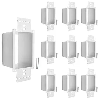 BestMounts - 10 Pack Electrical Power Outlet Box Extender Kit  Single Gang Box Extender - Single Receptacle Heavy Duty Plastic (White)