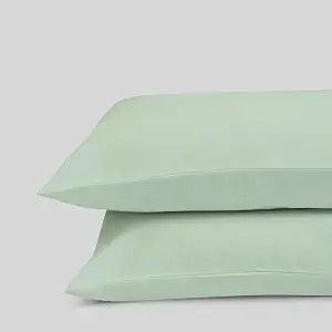 FABDREAMS 100% Organic Cotton Queen Size Pillow Case Set | California Queen Size Pillow Case Set | Percale Weave | 300 Thread Count | GOTS Certified | Cool Crisp Breathable | 20" x 30" | Sage Green