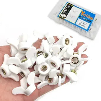 25 Pcs 1/4"-20 Wingnuts Plastic Wing Nuts Fasteners Parts Butterfly Nut, Hand Twist Tighten Hardware Nuts Butterfly Wing-Nut