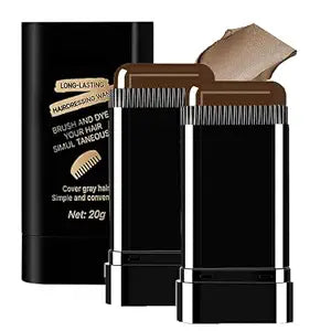 2-in-1 Hair Color Stick & Comb, Long-Lasting Waterproof Color,Sweat-Proof, Quick Root Touch-Up, Coloring Tool – For Women & Men (Brownish Black-2PCS)