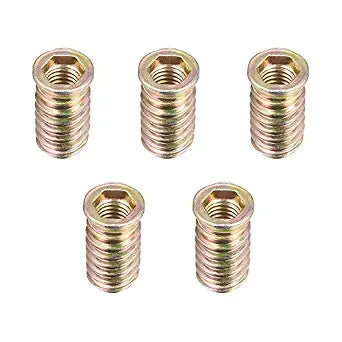 uxcell Wood Furniture M10x30mm Threaded Insert Nuts Interface Hex Socket Drive 5pcs
