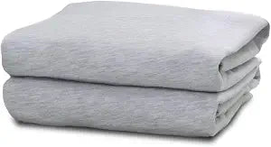 Knit Jersey 100% Cotton 2 Full XL Fitted Bed Sheets (2-Pack) T-Shirt Comfy, Ultra Soft, Breathable, Hypoallergenic, 15" Deep Pocket, 54" x 80", Fits Full XL Size beds (Heather Gray)