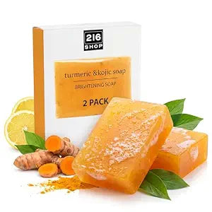 Kojic Acid Soap with Turmeric for Dark Spots, Face & Body Daily Use, 2 Pack