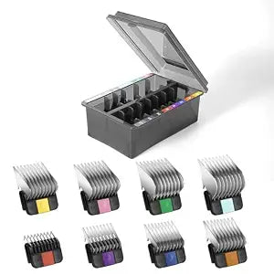 Professional Animal Stainless Steel Attachment Guide Comb Set with Storage Box for A5 Detachable #10, #15, #30 Blade Dog Clippers, Compatible with most Pets, Dogs, Cats, Horses Clippers