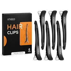 Hair Sectioning Clips, 6 Pack No Crease Duck Bill Clips, Black