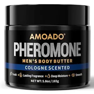 AMOADO Body Butter Cologne for Men, Pheromone Inspired Men's Body Cream with Shea Butter, Masculine Scented Body Moisturizer Cologne Butter, Deep Hydration & Non-Greasy for Dry Skin, 5.8 Oz
