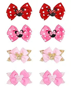 Hair Clips for Girls, 8 pcs Hair Bows, Cute Hair Clips Kids Barrettes Girls' Hair Accessories for Birthday Christmas Children's Day Gift