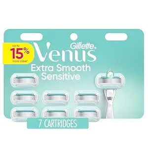 Gillette Venus Extra Smooth Sensitive Women���s Razor Blades for Sensitive Skin, 5-Bladed Razor Refills, 7 Count