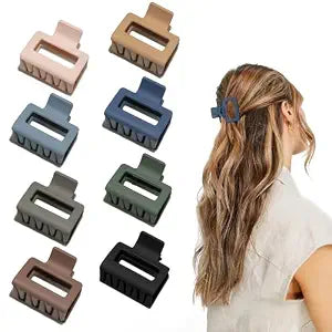 Medium Claw Hair Clips for Women 2" Matte Rectangle Small Claw Clips
