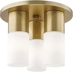 MITZI HUDSON VALLEY LIGHTING H196503-AGB Lola Ceiling Fixtures, 3-Light, 4W, Aged Brass Finish, Opal Matte Glass (9.25''W x 7''H)