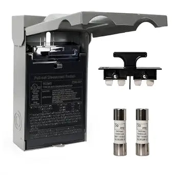 30 Amp Fused AC Disconnect Box Outdoor, UL Listed, 120/240vac with Fuse