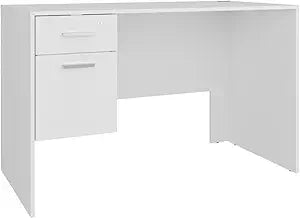 Tuhome Mellier Modern Office Desk with Two Drawers and Side Storage, Compact Computer Workstation for Home Office or Study Room, Functional Desk with Spacious Top, Drawer Storage, and Side Shelving
