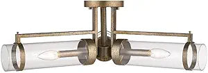 Millennium 1923-VG Three Light Semi-Flush Ceiling Mount, Gold, Champ, Gld Leaf