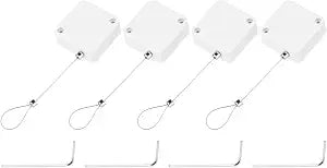 MECCANIXITY 4.9ft Retractable Cable Lock w/Latch Remote Control White 4pcs