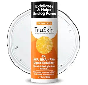 TruSkin AHA PHA BHA Liquid Exfoliant Toner with Vitamin C, 4.2 fl oz