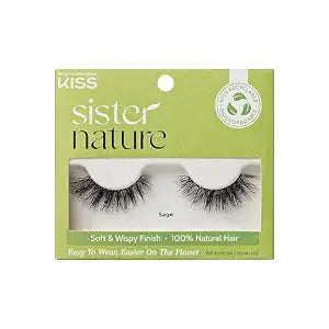 Kiss Sister Nature False Eyelashes, 'Sage', 12 mm, Biodegradable & Recyclable, Easy to Apply, Reusable Strip Lashes, 100% Natural Hair, Soft & Wispy Finish, Includes 1 Pair Fake Eyelashes