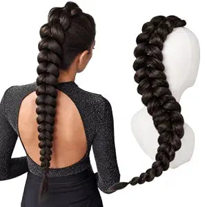 30 Inch Braided Ponytail Extension with Hair Tie, Black Brown