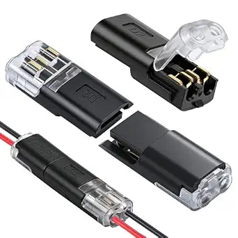 20PCS Double Wire Plug in Connectors, Low Voltage Electrical Connector (Wire Connector 22-18 AWG) for LED Light Strip, Car Audio, DIY, 2 Pin Quick Connect Snap Plug Wire Connectors