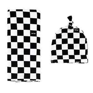 Little Sleepies Swaddle & Hat Set, Baby Swaddles Newborns, Soft Viscose from Bamboo Swaddle Blanket Wrap (Checks)