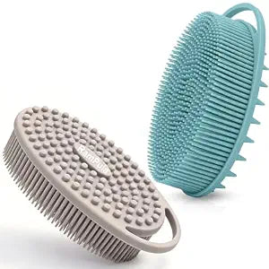 Silicone Body Scrubber ��� Dual-Sided Silicone Loofah for Shower, Set of 2 Soft Exfoliating Body Bath Shower Scrubber Loofah Brush Easy-to-Clean for Sensitive Kids Women Men All Kinds of Skin