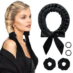 Heatless Curls Overnight Hair Curlers to Sleep In Overnight Curls for Women Heatless Hair Curler for Long Hair Overnight Headband （Black）
