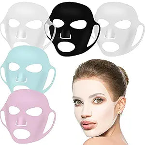 Maitys 5 Pcs Reusable Silicone Face Mask Cover for Sheet Mask, Vivid Colors
